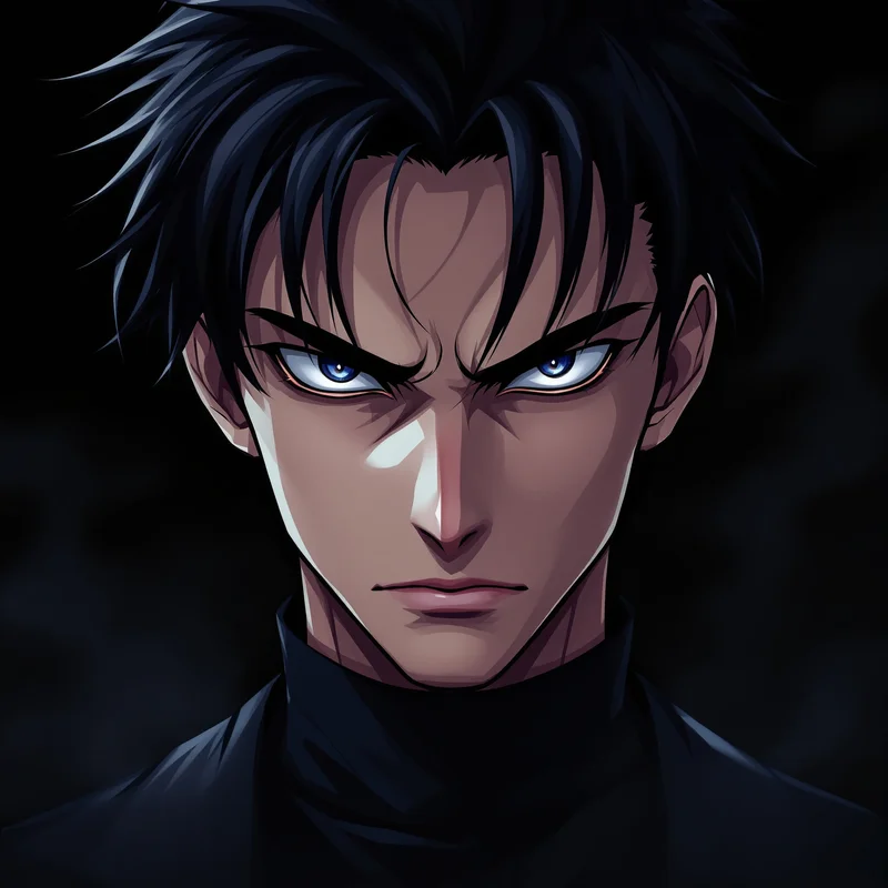 intimidating anime tuff pfp with cold anime stare