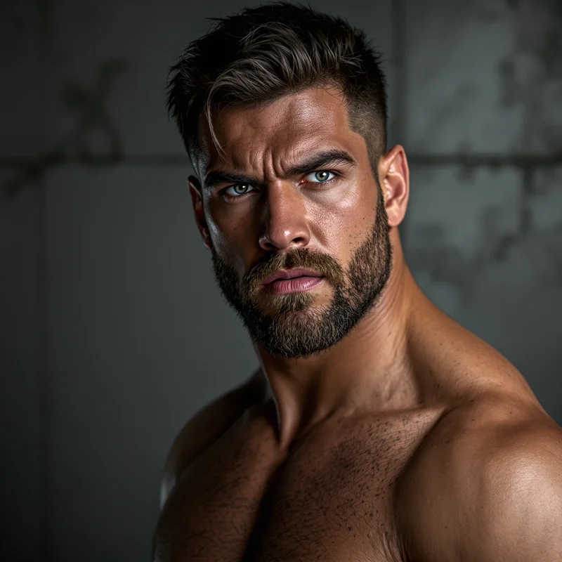 strong avatar portrait using flash-heavy contrast and gritty editorial styling