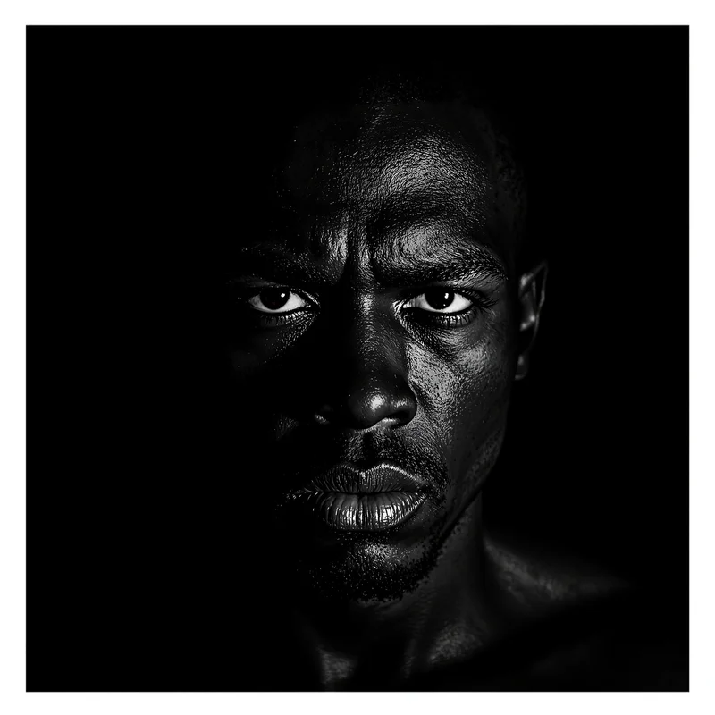 tuff digital identity portrait in high-contrast grayscale