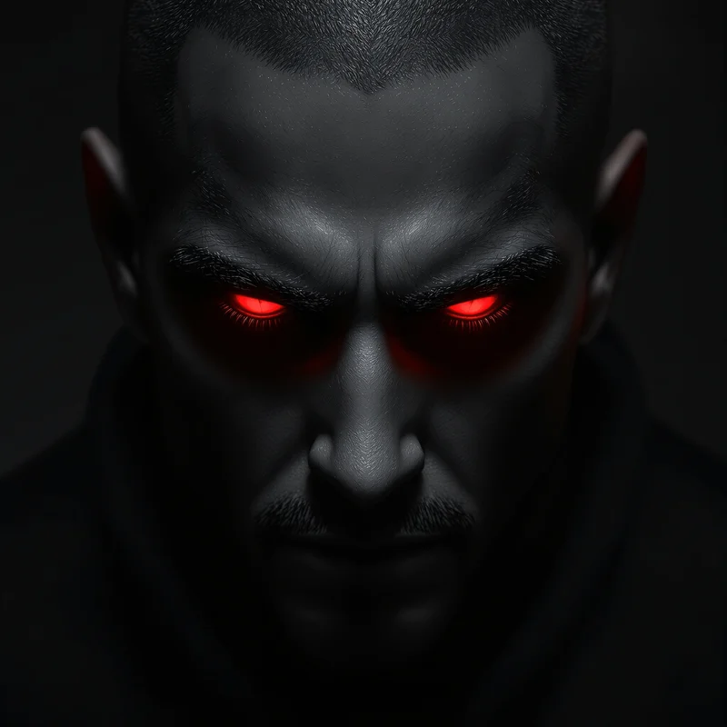 red eye tuff pfp with intimidating crimson glow