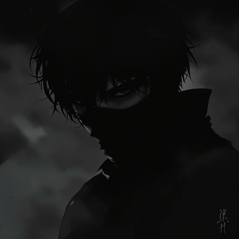 shadow face tuff pfp with hidden intimidating aura