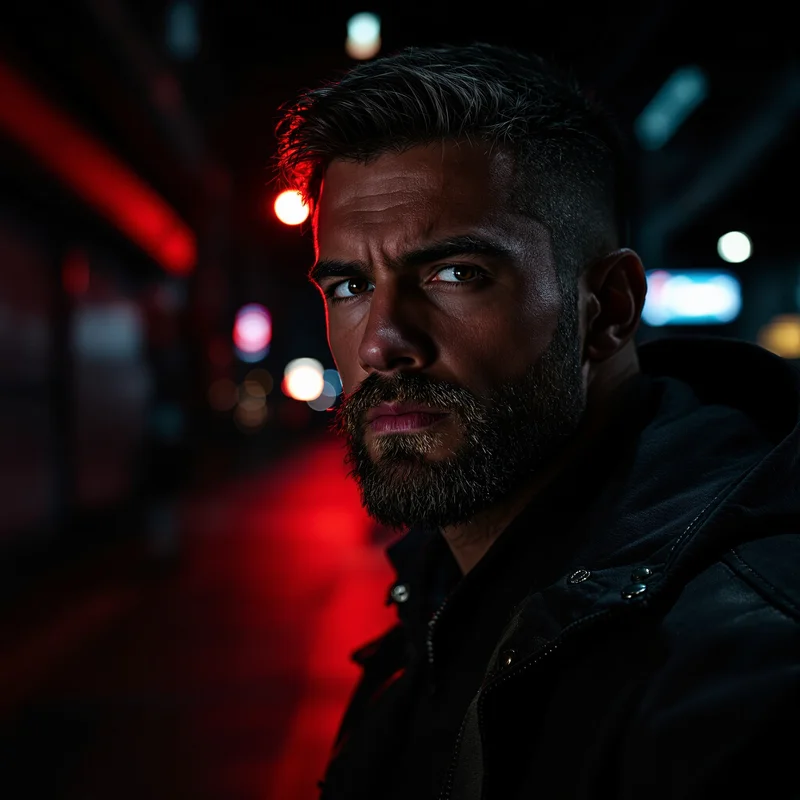 tuff PFP avatar with dominant gaze and dark red accents