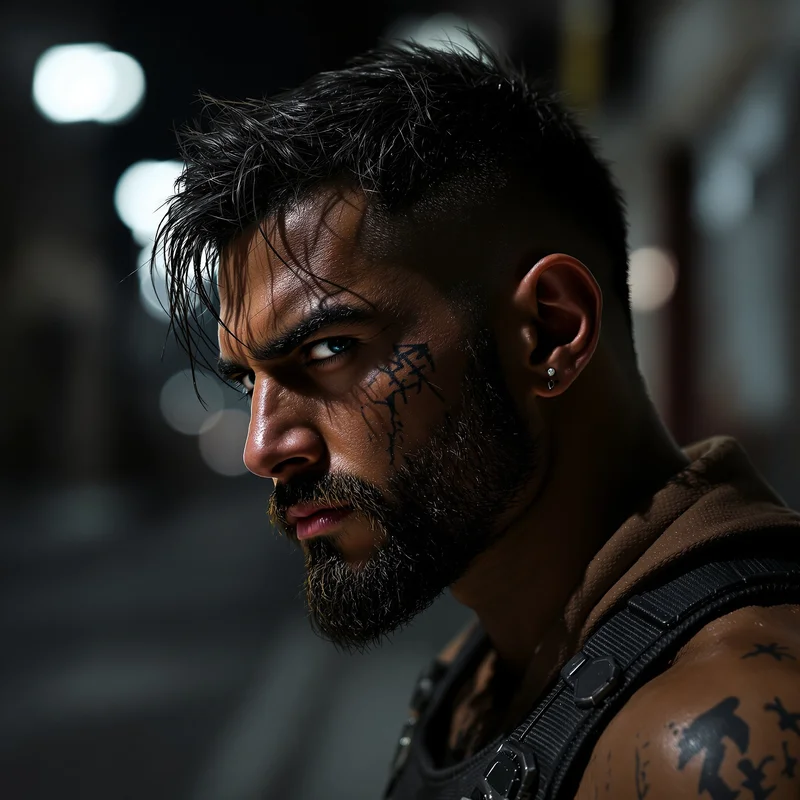 force-driven avatar icon with gritty editorial styling