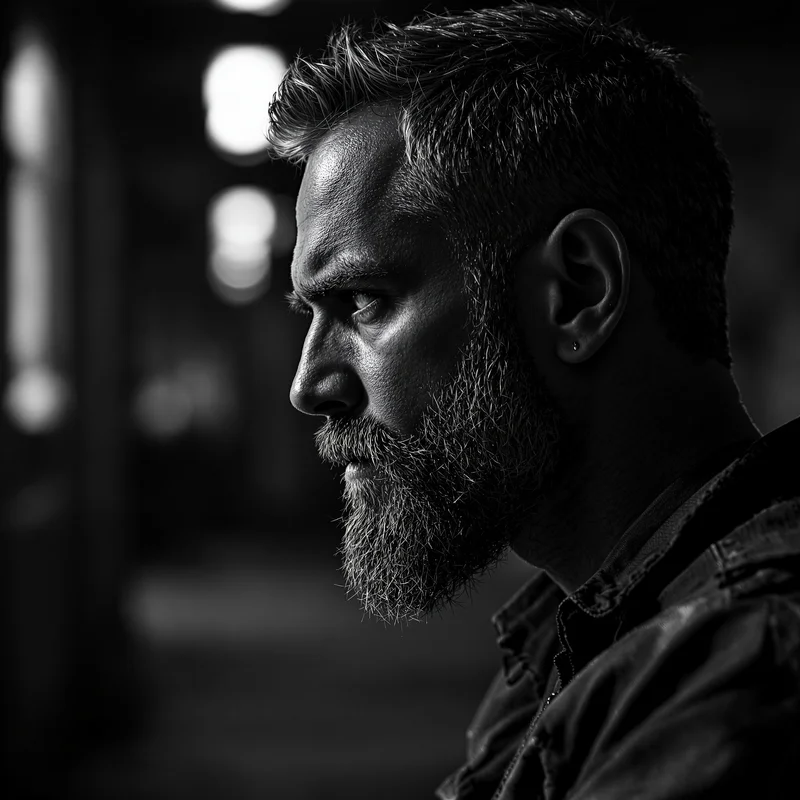 tuff identity icon with side profile framing and serious expression