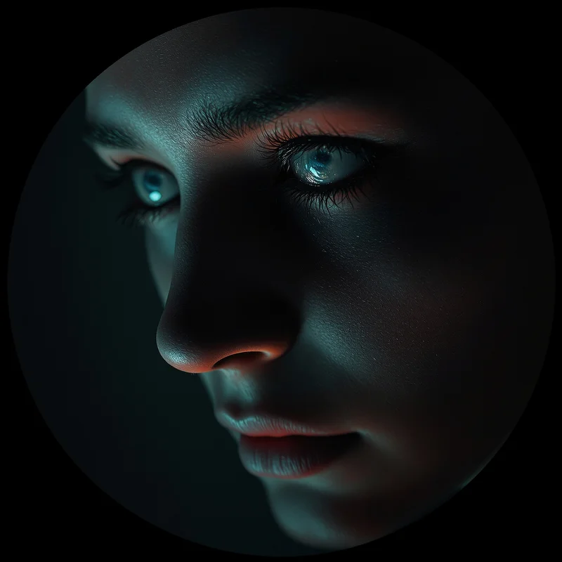 Weird avatar profile image with uncanny expression