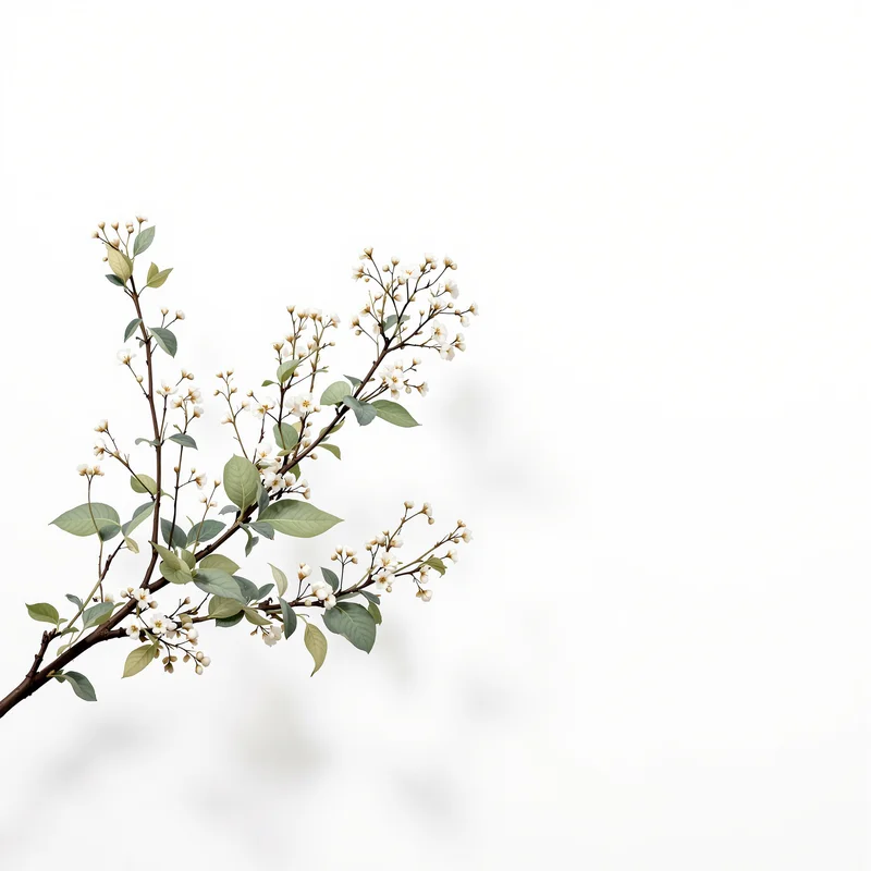 Quiet Bloom Branch White Background