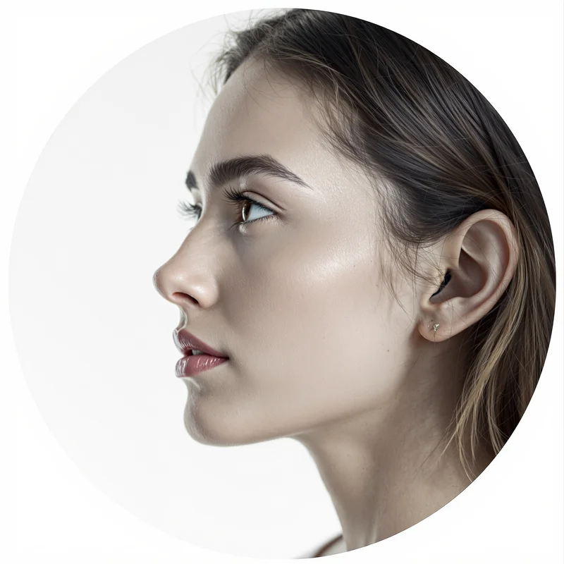 White avatar portrait with minimal aesthetic and identity