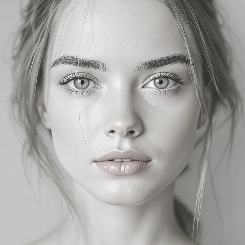 White avatar portrait with minimal aesthetic and identity