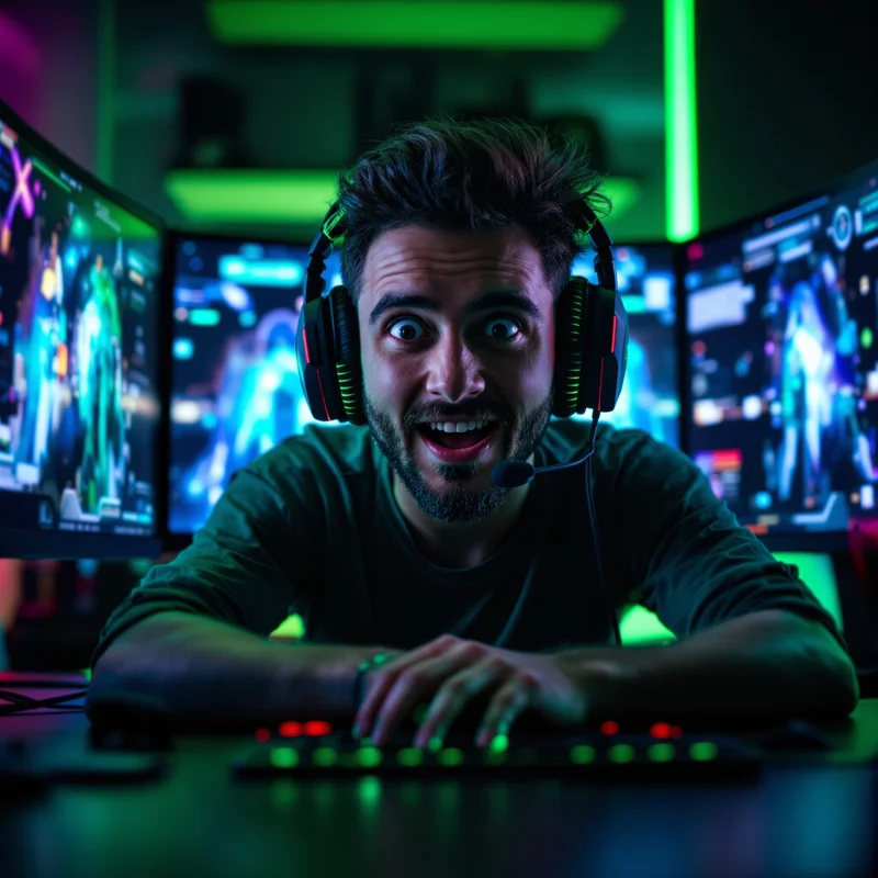 Xbox triple monitor gaming avatar.