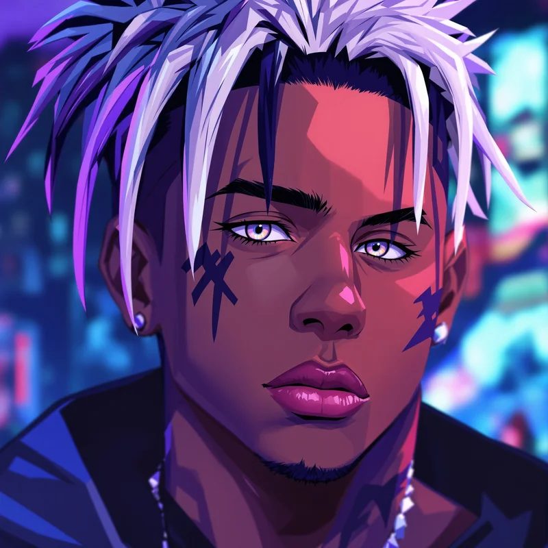 Anime XXXTentacion avatar profile picture with colorful background