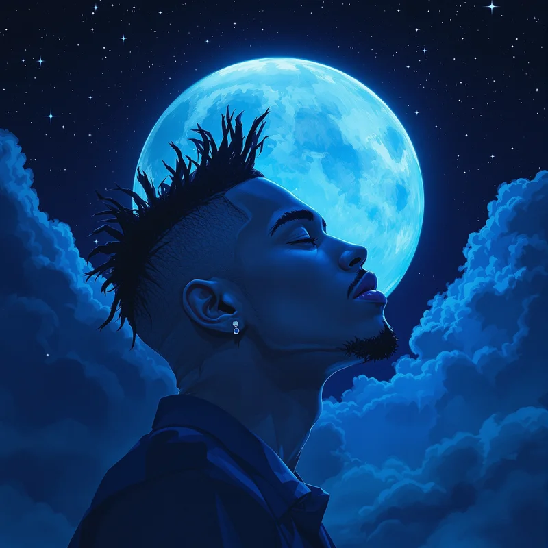 Blue moon XXXTentacion profile picture with glowing night sky