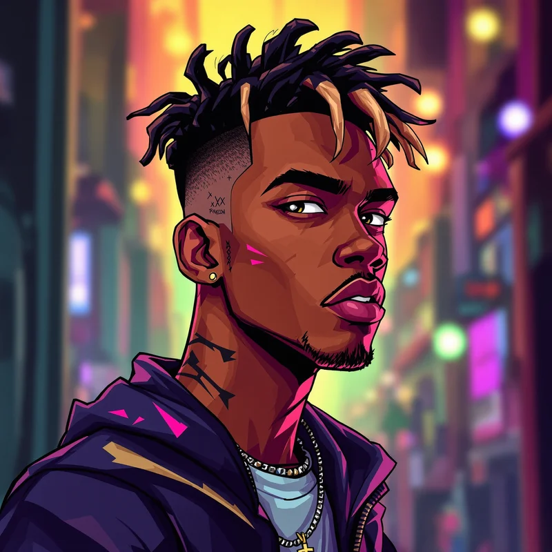 Cartoon XXXTentacion avatar with colorful art style