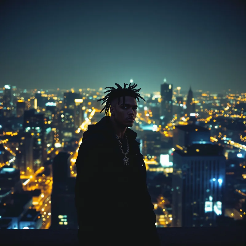 XXXTentacion avatar with city lights background at night
