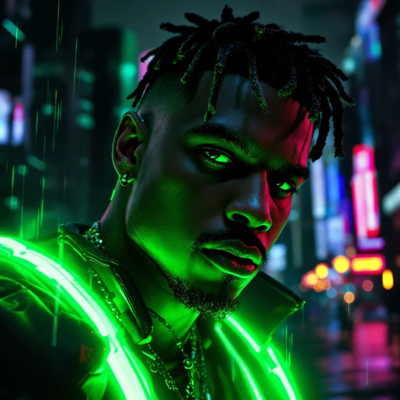Green neon XXXTentacion profile picture with glowing background