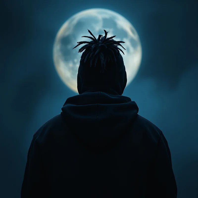 Back view XXXTentacion avatar wearing black hoodie