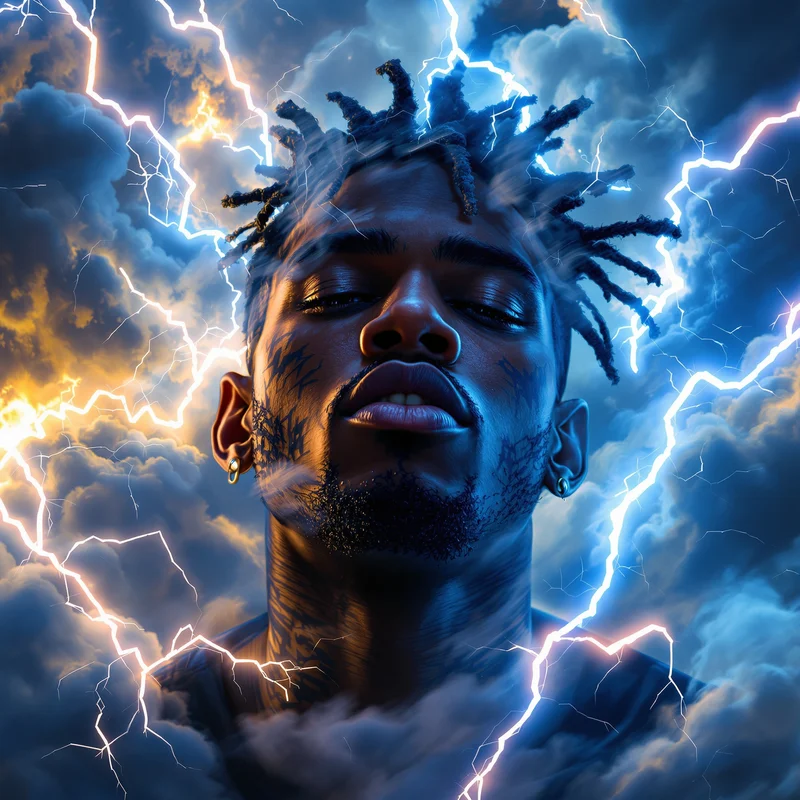 Lightning XXXTentacion profile picture with electric blue effects