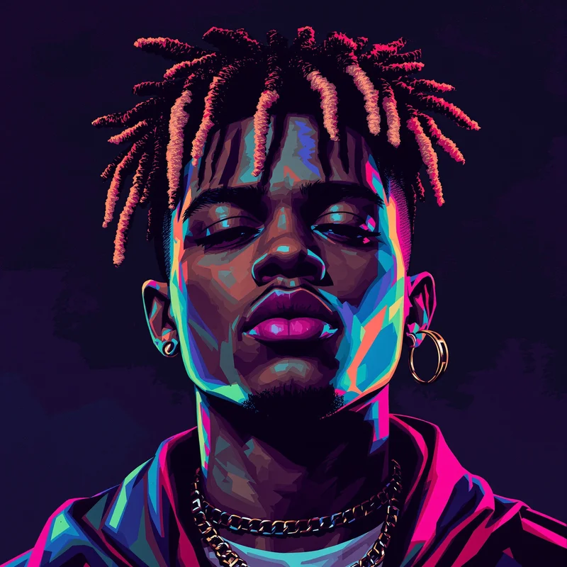 Pixel art XXXTentacion avatar profile picture with retro style