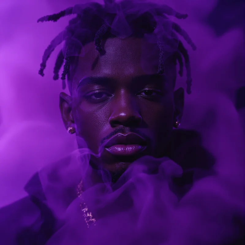 Purple smoke XXXTentacion avatar profile picture with dreamy background