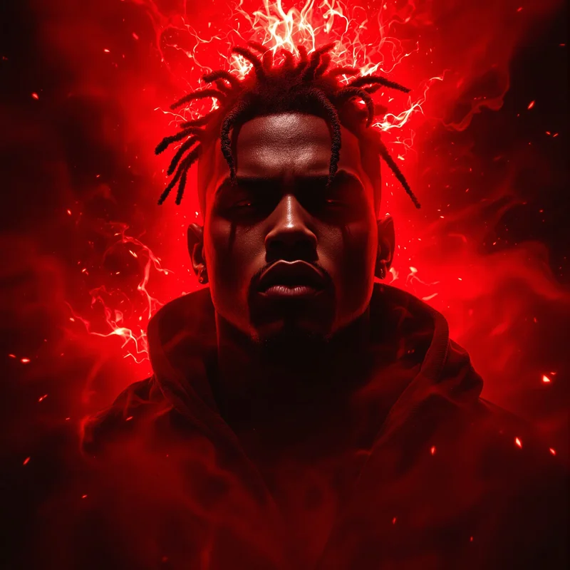 Red aura XXXTentacion profile picture with glowing background