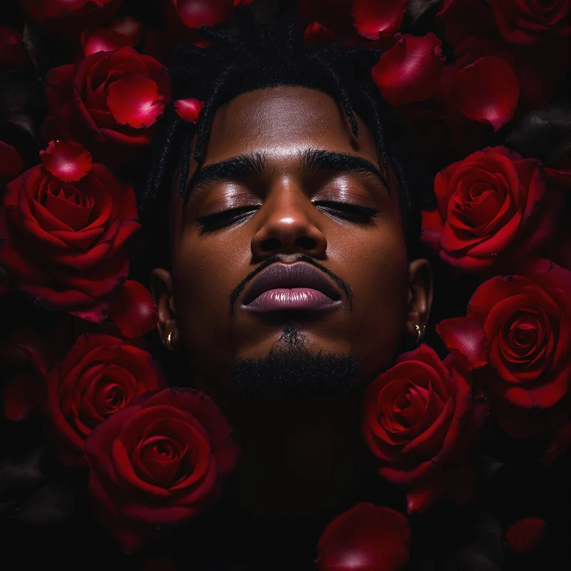 XXXTentacion profile picture with dark roses and emotional atmosphere