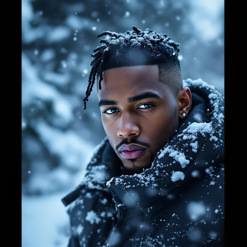 Winter XXXTentacion avatar with snowy background and blue tones
