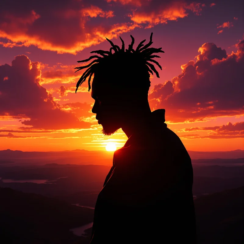 Silhouette XXXTentacion profile picture with sunset background