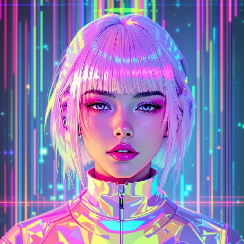 neon Y2K avatar image with cyber aesthetic lighting for profile picture use