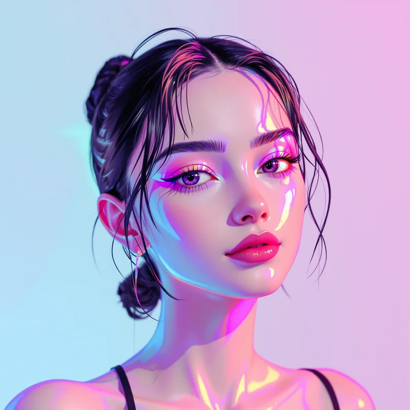 futuristic avatar portrait with vaporwave tones for avatar display