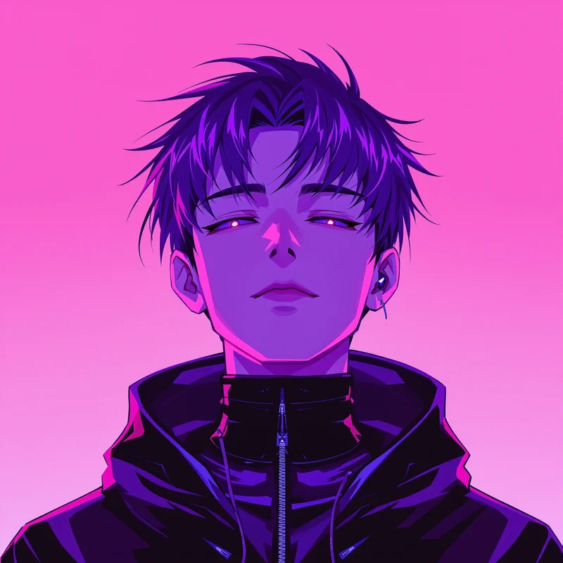 Y2K PFP portrait with retro digital grid for messaging profile icon