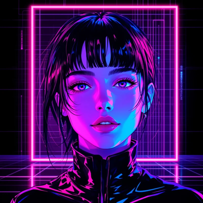 Y2K PFP portrait with iridescent colors for online avatar styling