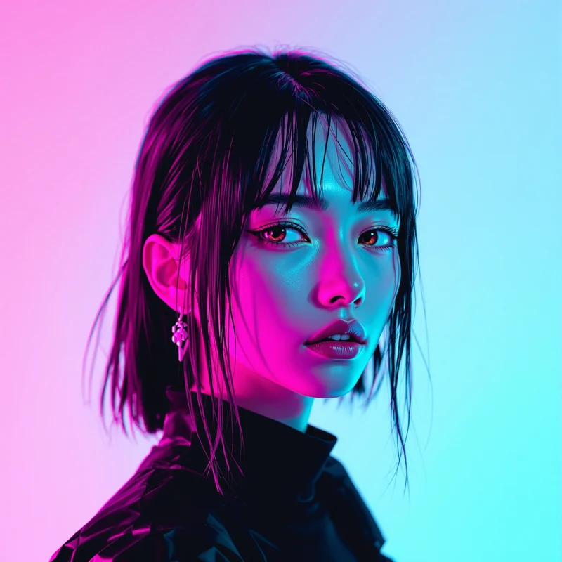 glitch style avatar with cyber aesthetic lighting for cyber avatar use