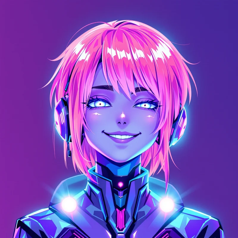 Y2K PFP portrait with vaporwave tones for avatar display