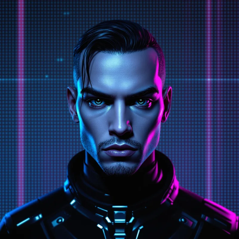 Y2K PFP portrait with holographic gradient for avatar display