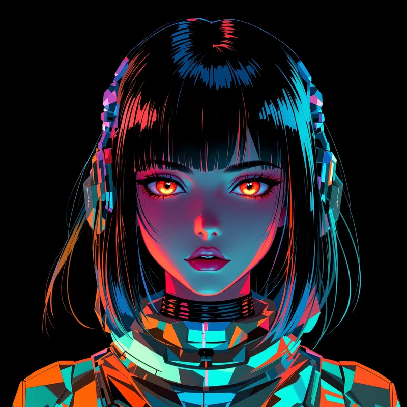 retro futuristic profile picture with vaporwave tones for aesthetic profile icon