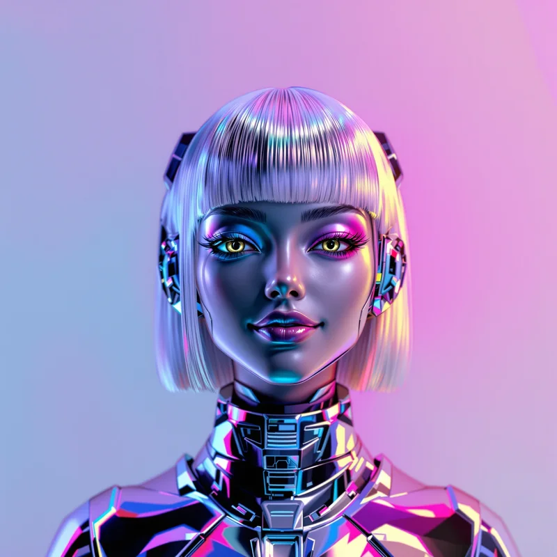 futuristic avatar portrait with vaporwave tones for futuristic profile display