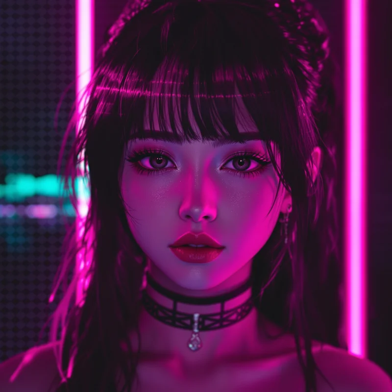 glitch style avatar with cyber aesthetic lighting for avatar display