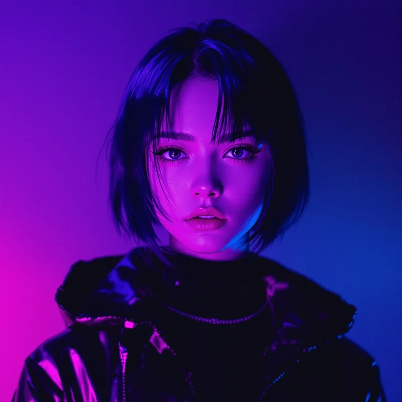 chrome anime profile icon with pixel background for cyber avatar use