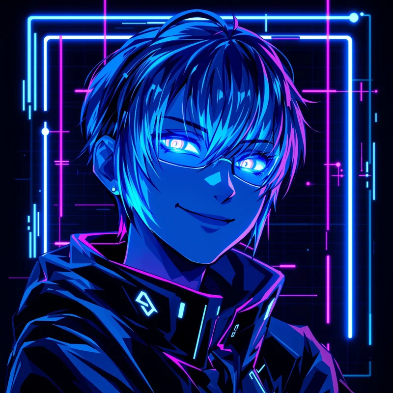 retro futuristic profile picture with retro digital grid for Y2K PFP design