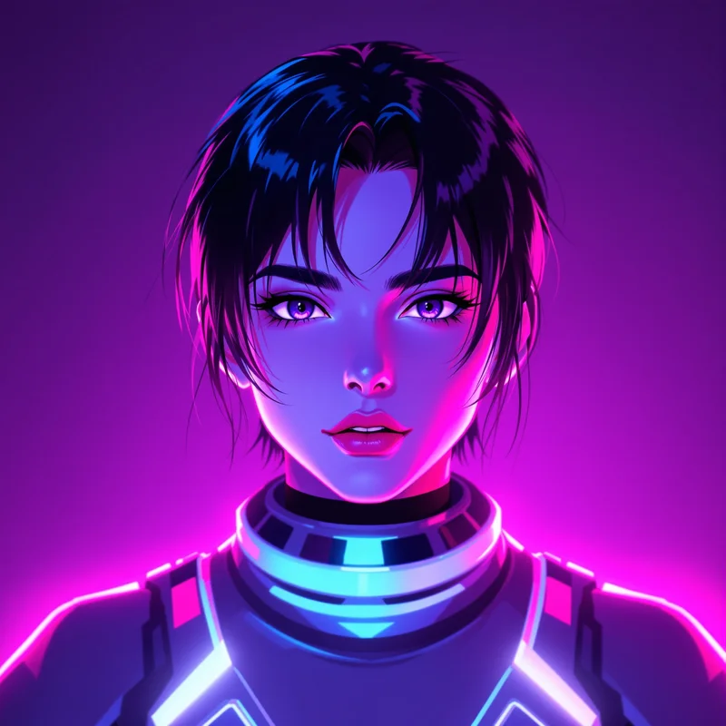 futuristic avatar portrait with laser light accents for aesthetic profile icon