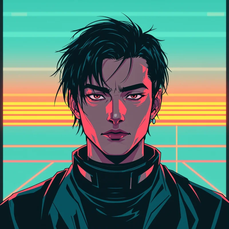 neon Y2K avatar image with laser light accents for profile picture use