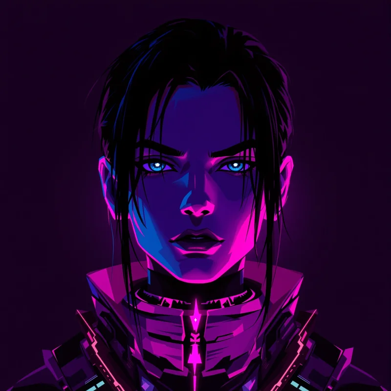 chrome anime profile icon with iridescent colors for futuristic profile display