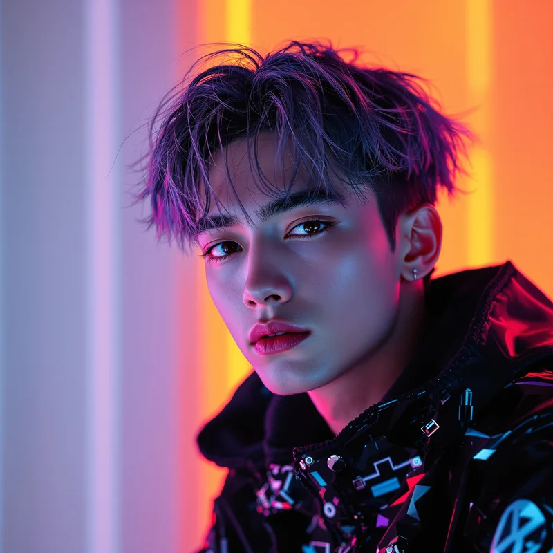 cyber anime avatar with vaporwave tones for Y2K PFP design