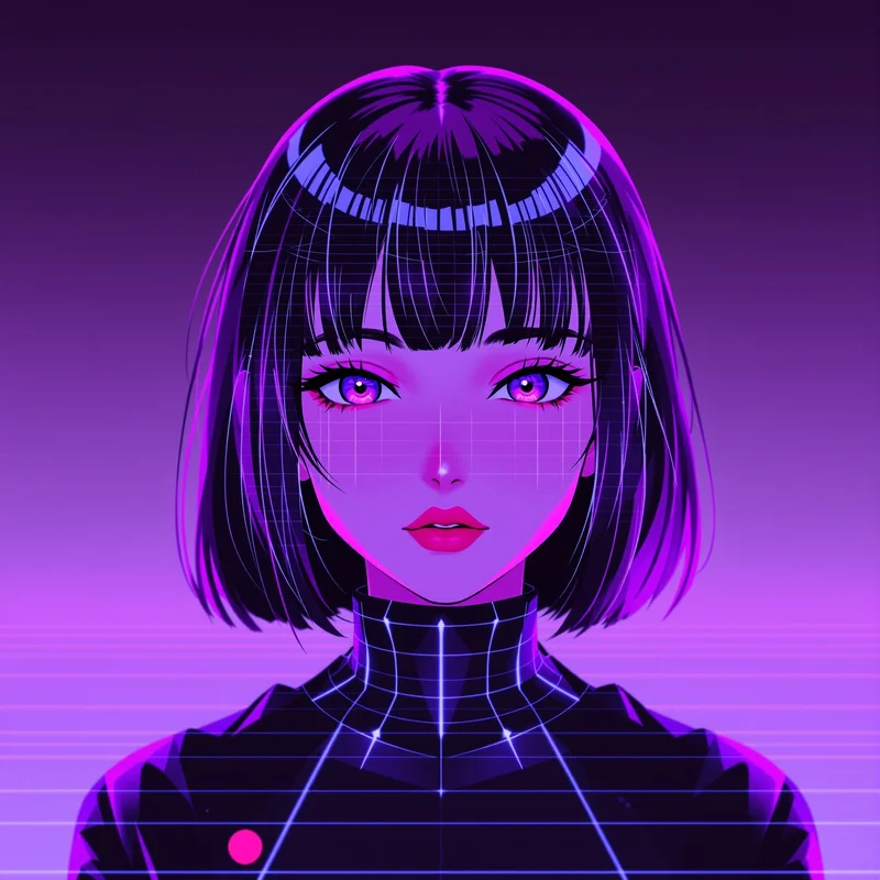 pixel cyber PFP image with holographic gradient for cyber avatar use