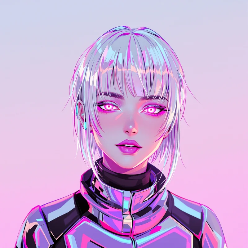digital anime PFP portrait with cyber aesthetic lighting for avatar display