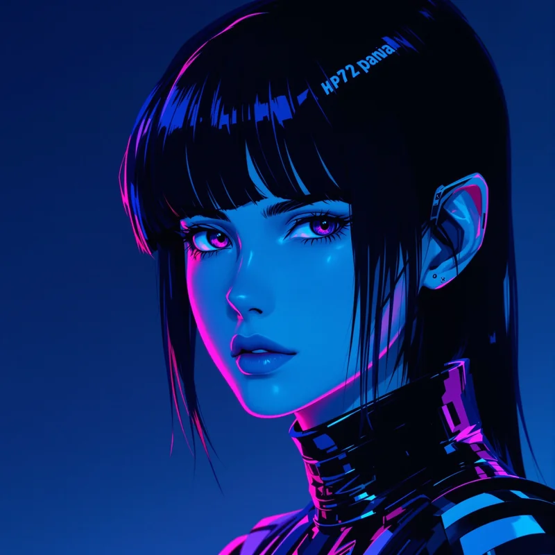 glitch style avatar with holographic gradient for aesthetic profile icon