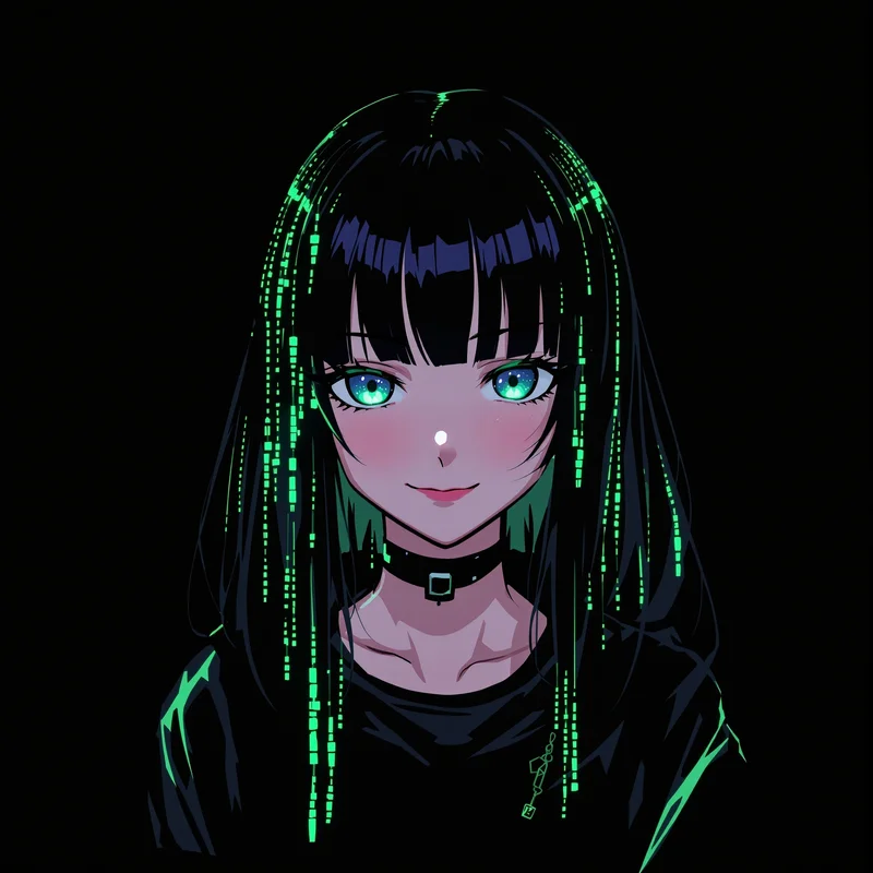 holographic anime portrait with iridescent colors for online avatar styling