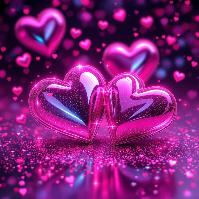 Heartcore Y2K PFP with chrome hearts and glitter symbols