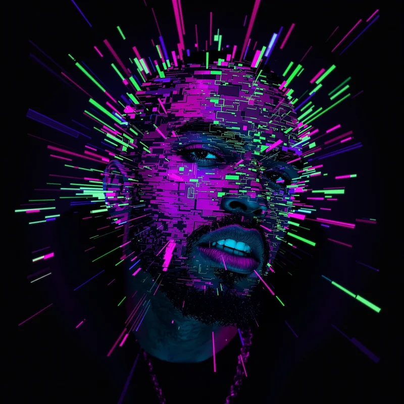 Yeat avatar profile image with distorted high energy expression