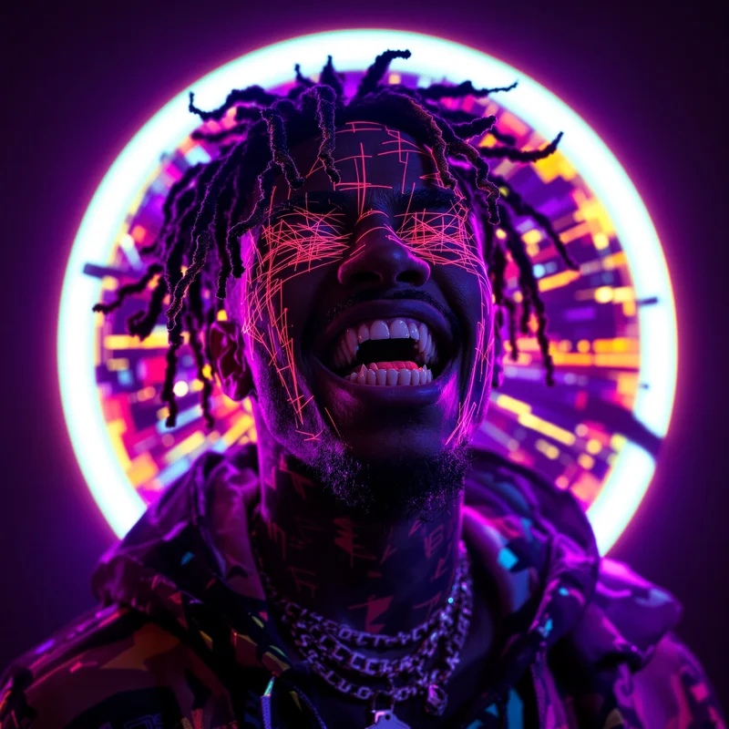 Yeat avatar profile image with distorted high energy expression