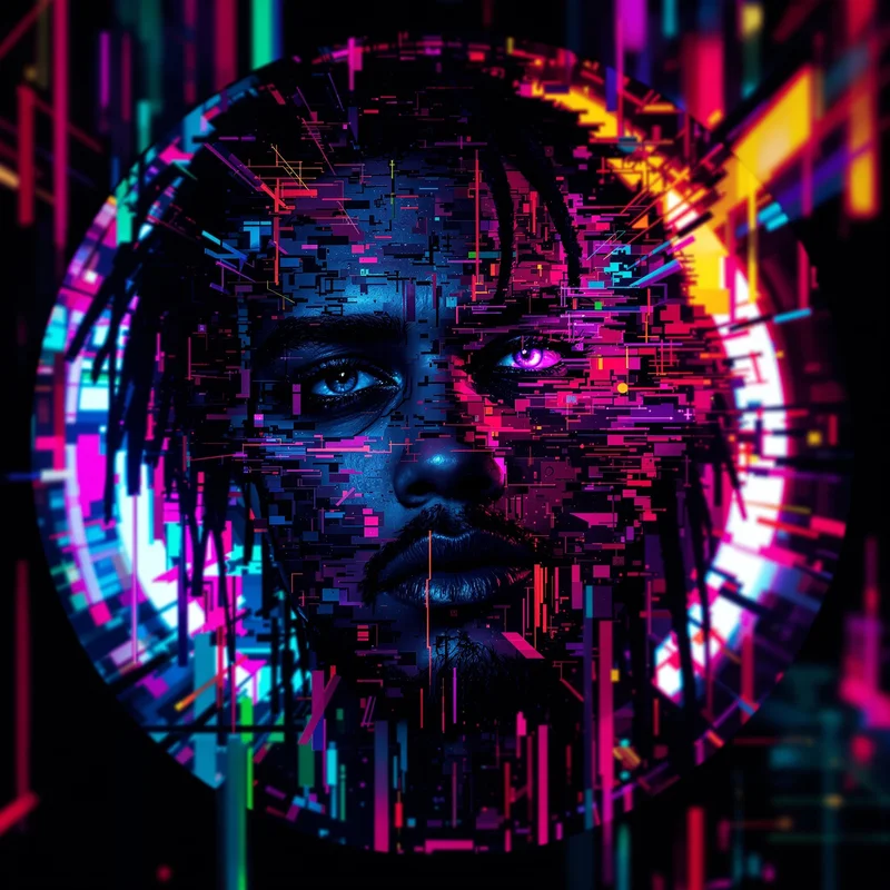 Yeat PFP with chaotic composition and identity focus